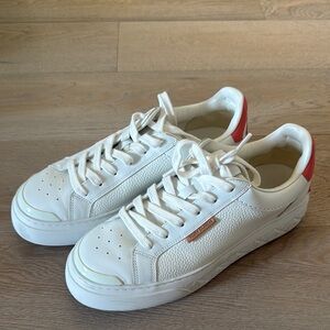 White Sneakers with Pink Accents